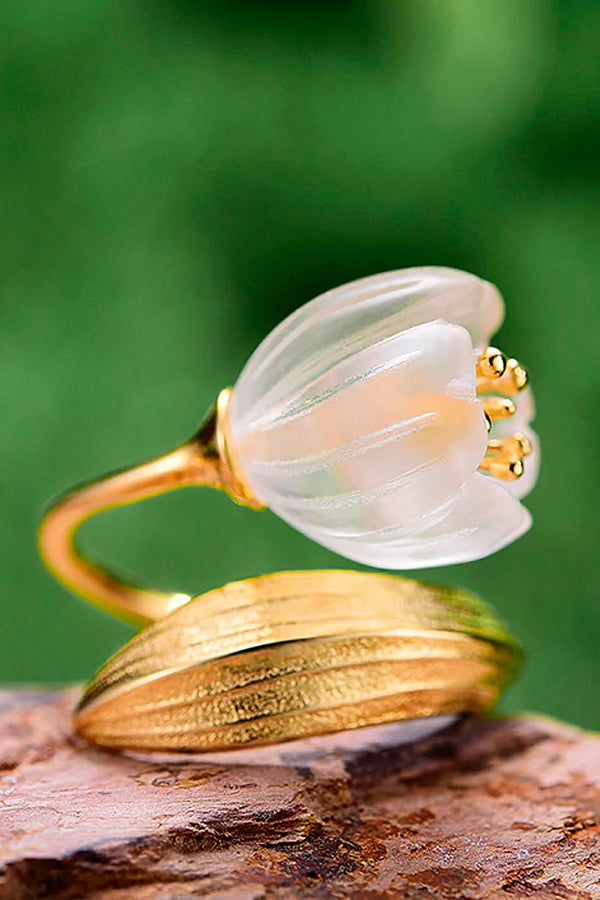 Valley Lily Χρυσό Δαχτυλίδι με Λουλούδι  | Κοσμήματα - Δαχτυλίδια