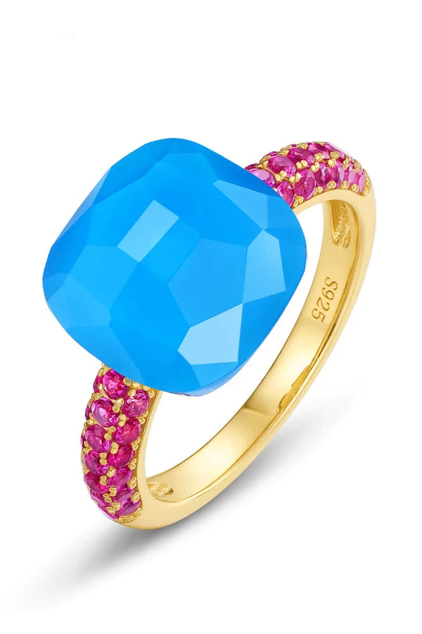 Ashley Χρυσό Δαχτυλίδι με Gemstones και Κρύσταλλα | Κοσμήματα - Δαχτυλίδια