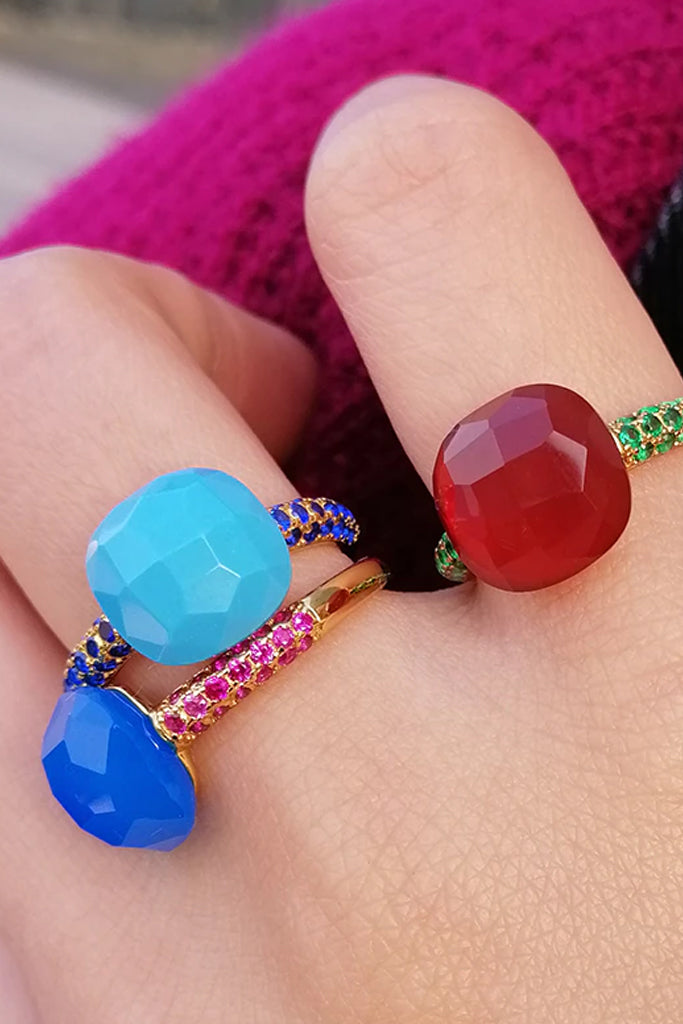 Ashley Χρυσό Δαχτυλίδι με Gemstones και Κρύσταλλα | Κοσμήματα - Δαχτυλίδια