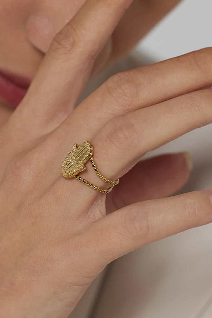 Hamsa Hand Χρυσό Δαχτυλίδι | Κοσμήματα - Δαχτυλίδια