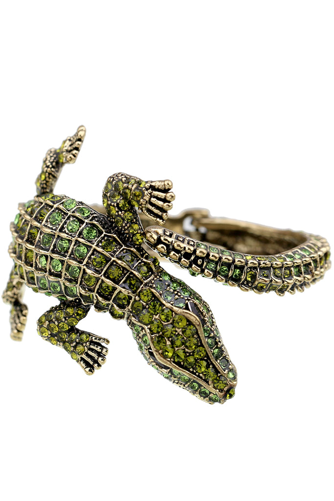 Green Lizard Βραχιόλι Χειροπέδα με Κρύσταλλα - Kenneth Jay Lane | Κοσμήματα Green Lizard Crystal Cuff Bracelet