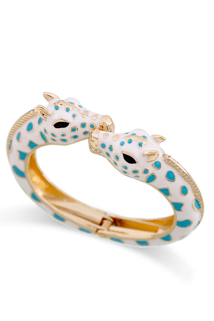 Kissing Giraffes Γαλάζιο Βραχιόλι Χειροπέδα | Κοσμήματα Βραχιόλια Kissing Giraffes Blue Cuff Bracelet