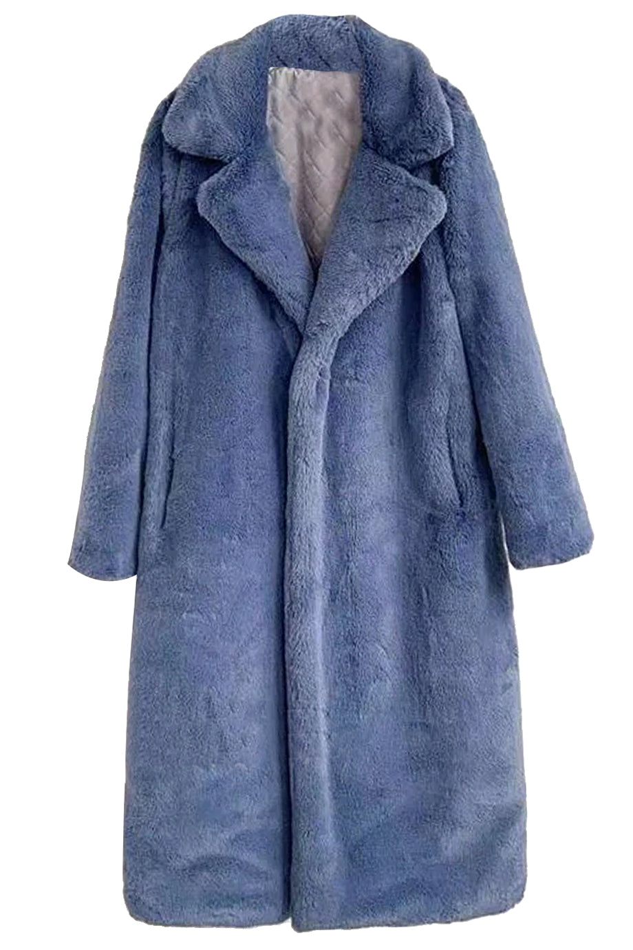 Carlesse Μπλε Παλτό με Συνθετική Γούνα | Γυναικεία Ρούχα - Παλτό Πανοφώρια