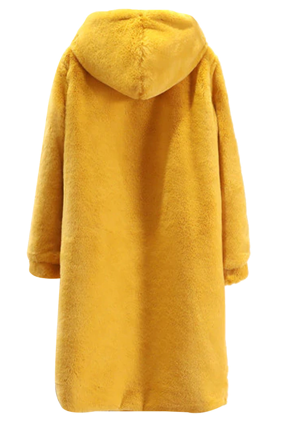 Seronia Μουσταρδί Κίτρινο Παλτό με Συνθετική Γούνα και Κουκούλα | Γυναικεία Ρούχα - Παλτό Πανοφώρια
