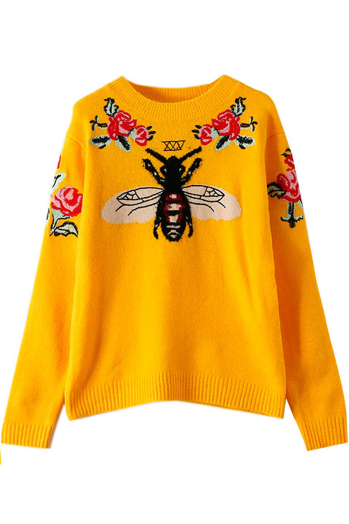 Beez Κίτρινο Πουλόβερ με Μέλισσα | Γυναικεία Ρούχα - Πουλόβερ