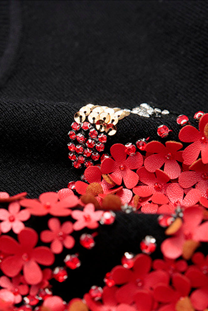 Red Lips Μαύρο Πουλόβερ με Σχέδια | Γυναικεία Ρούχα - Πουλόβερ