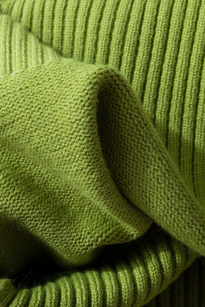 Sletty Πράσινο Ασύμμετρο Πουλόβερ με Ζιβάγκο | Γυναικεία Ρούχα - Πουλόβερ Πλεκτά Moncye Sletty Green Asymmetrical Turtleneck Sweater Knitwear