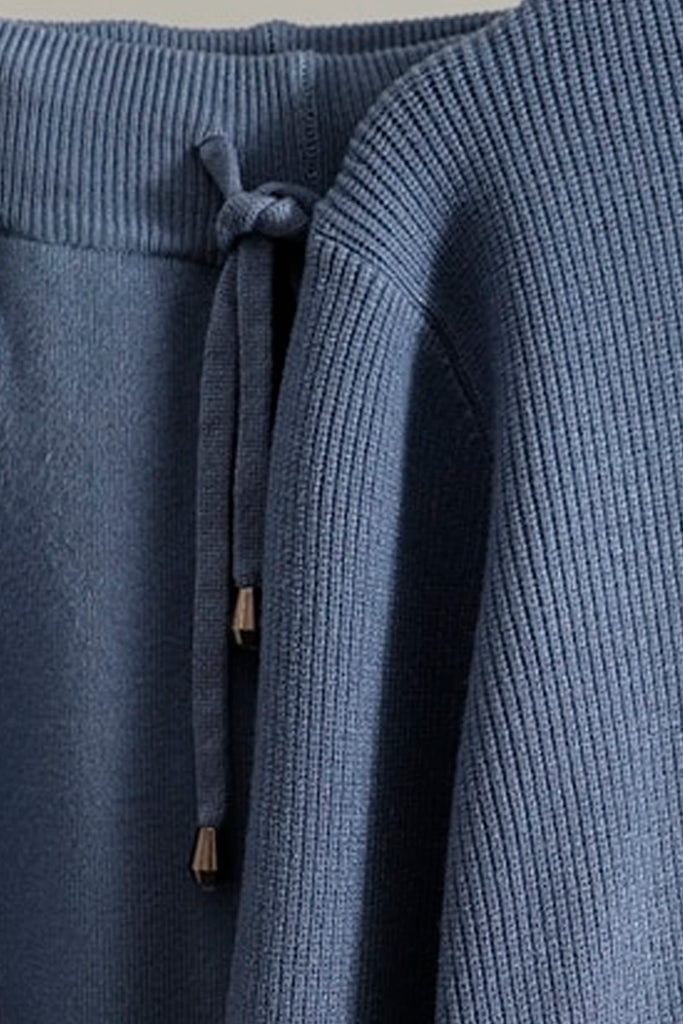 Remington Γαλάζιο Πλεκτό Σετ Πουλόβερ και Παντελόνι | Γυναικεία Ρούχα - Πλεκτά Σετ - Moncye