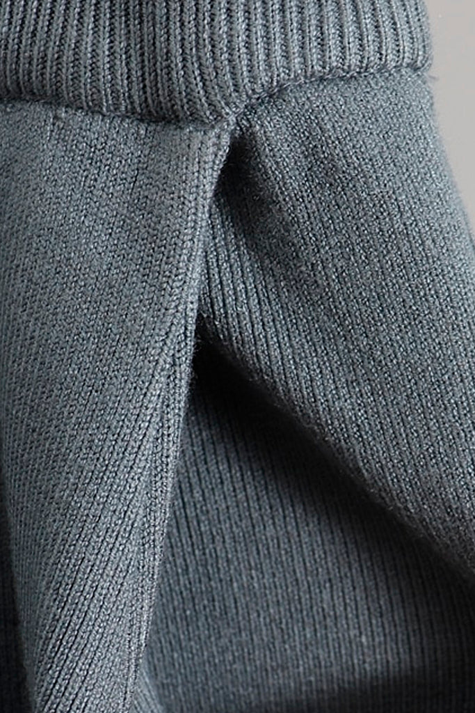 Remington Γκρι/Γαλάζιο Πλεκτό Σετ Πουλόβερ και Παντελόνι | Γυναικεία Ρούχα - Πλεκτά Σετ - Moncye