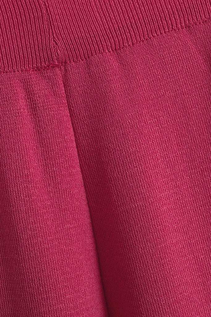 Kotery Φούξια Πλεκτό Σετ Τοπ και Παντελόνι | Γυναικεία Ρούχα - Πλεκτά Σετ - Moncye | Kotery Fuchsia Knitted Set with Top and Pants