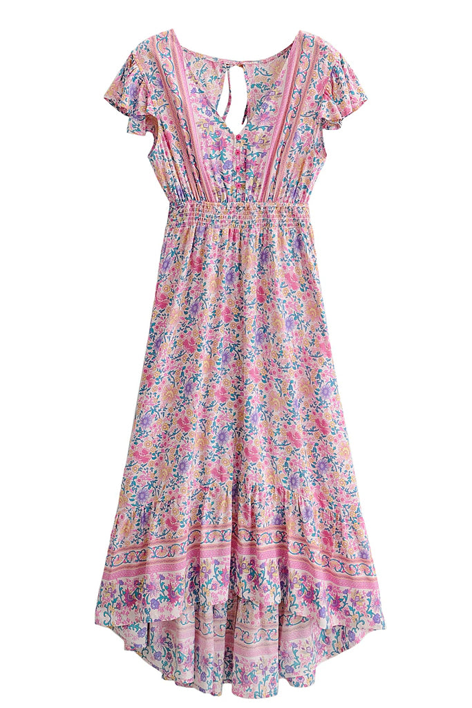 Frelia Ροζ Εμπριμέ Ασύμμετρο Φλοράλ Φόρεμα | Γυναικεία Ρούχα - Φορέματα 
