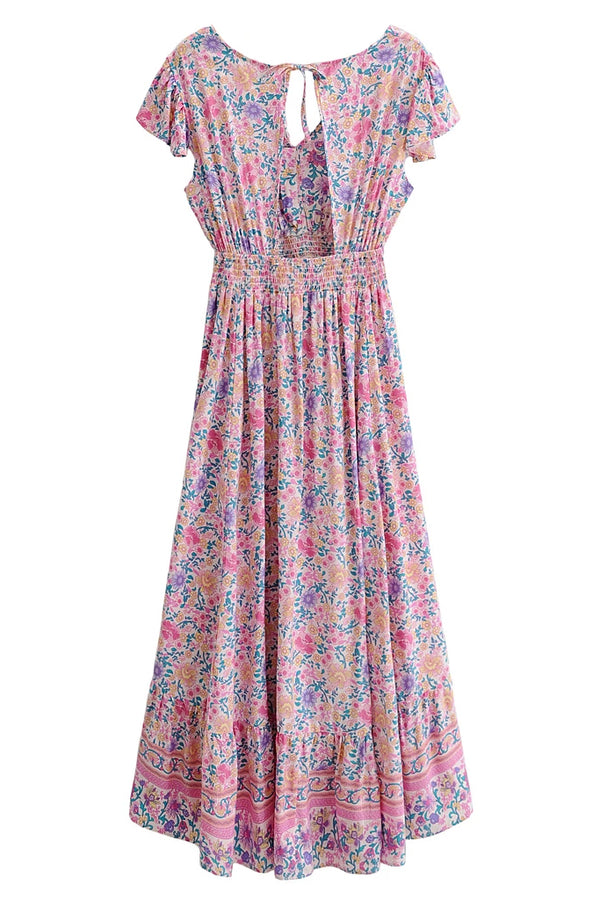Frelia Ροζ Εμπριμέ Ασύμμετρο Φλοράλ Φόρεμα | Γυναικεία Ρούχα - Φορέματα 