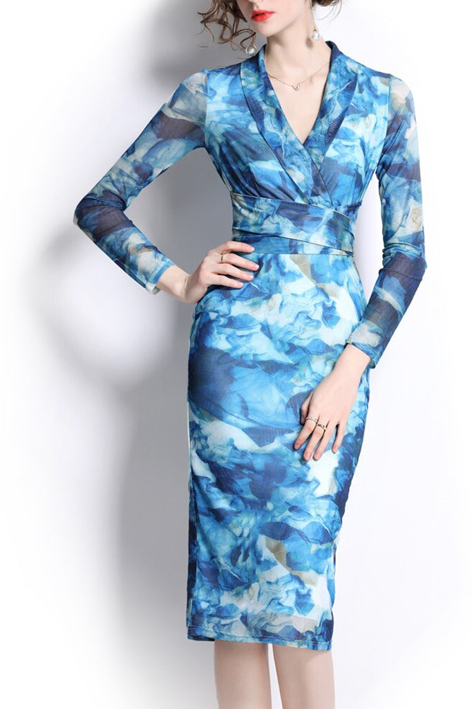 Rosina Μπλε Εμπριμέ Φόρεμα | Γυναικεία Ρούχα - Φορέματα 