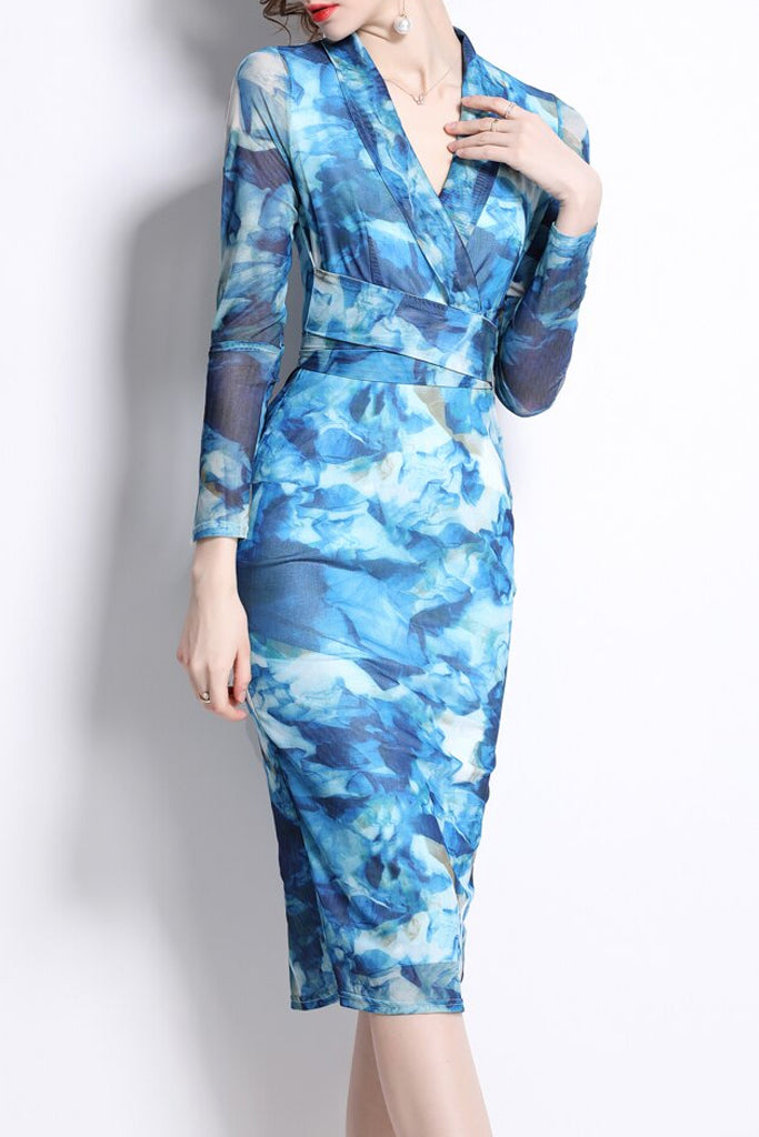 Rosina Μπλε Εμπριμέ Φόρεμα | Γυναικεία Ρούχα - Φορέματα 