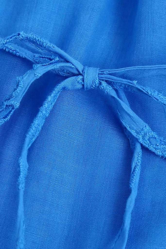 Glora Μπλε Φόρεμα με Διάτρητα Σχέδια | Γυναικεία Ρούχα - Φορέματα 