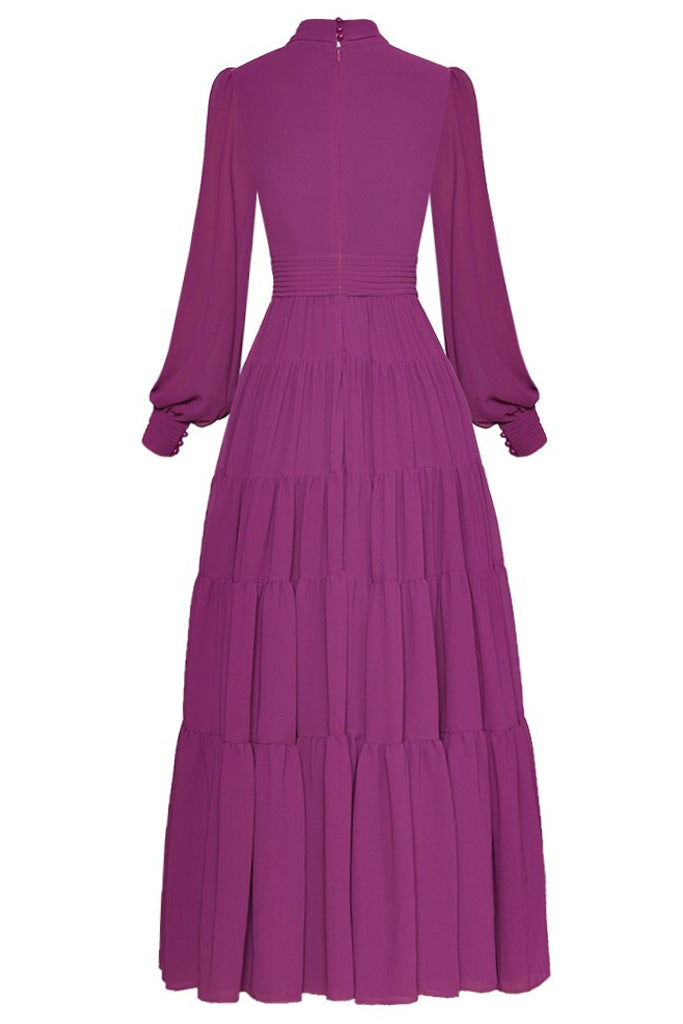 Sehrany Μωβ Μακρύ Φόρεμα με Πιέτες | Γυναικεία Ρούχα - Φορέματα 