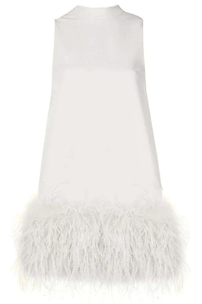 Otter Λευκό Μίνι Φόρεμα με Φτερά | Γυναικεία Βραδινά Φορέματα - Philip Lang