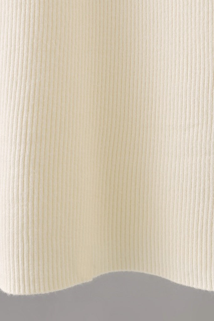 Iska Ιβουάρ Εφαρμοστό Πλεκτό Φόρεμα με Κοντά Μανίκια | Γυναικεία Ρούχα - Φορέματα - Πλεκτά | Iska Ivory Knit Fit Midi Dress with Short Sleeves