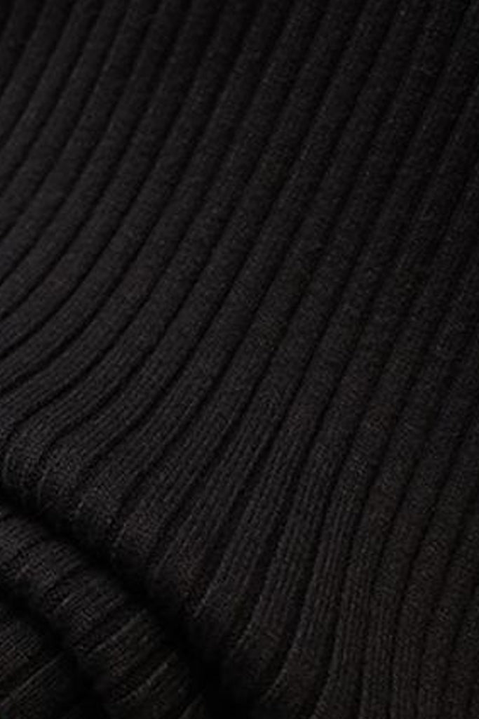 Kea Μαύρο Εφαρμοστό Πλεκτό Φόρεμα με Τιράντες