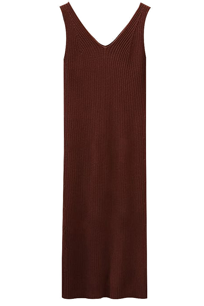 Kea Beige Fitted Knitted Dress with Straps