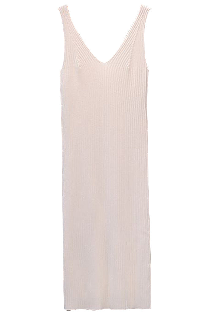 Kea Brown Fitted Knitted Dress with Straps