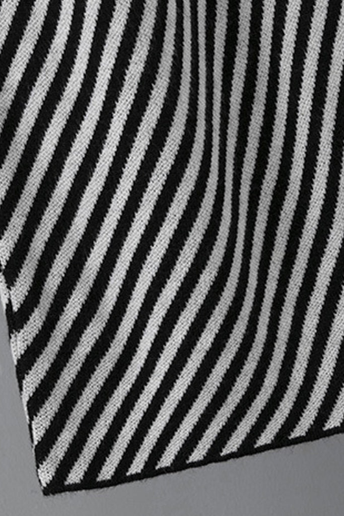 Tarek Μαύρη Πλεκτή Παντελόνα με Ρίγες | Γυναικεία Ρούχα - Παντελόνια | Tarek Black Knitted Stripped Pants