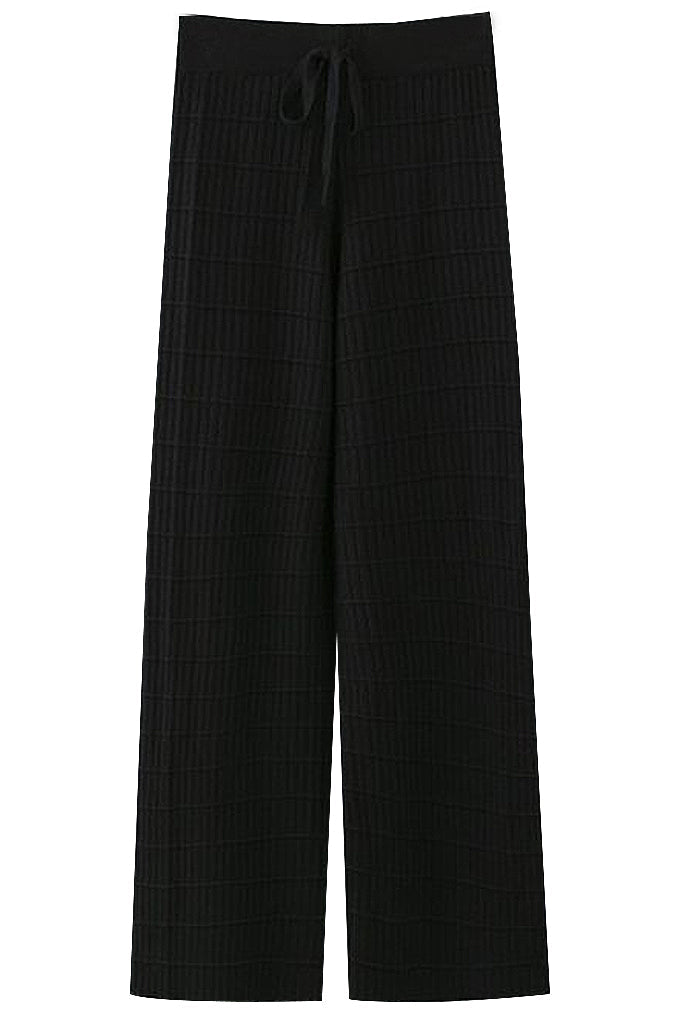 Zeky Μαύρη Πλεκτή Παντελόνα | Γυναικεία Ρούχα - Παντελόνια | Zeky Black Knitted Stripped Pants