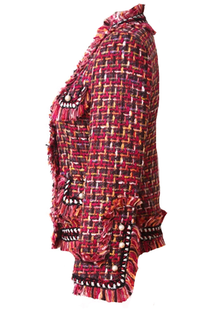 Violaty Μπορντό Tweed Σακάκι Πανωφόρι | Γυναικεία Ρούχα - Σακάκια - Blazer