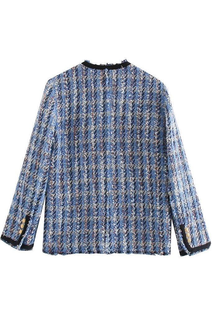 Ulyana Μπλε Tweed Σακάκι Blazer | Γυναικεία Ρούχα - Σακάκια - Blazer