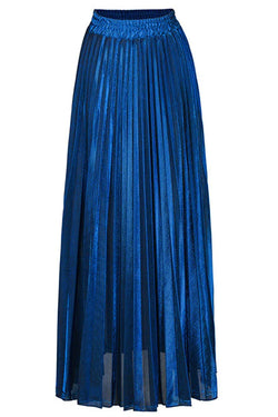 Sparley Μπλε Μεταλιζέ Πλισέ Φούστα | Γυναικεία Ρούχα - Φούστες Πλισέ