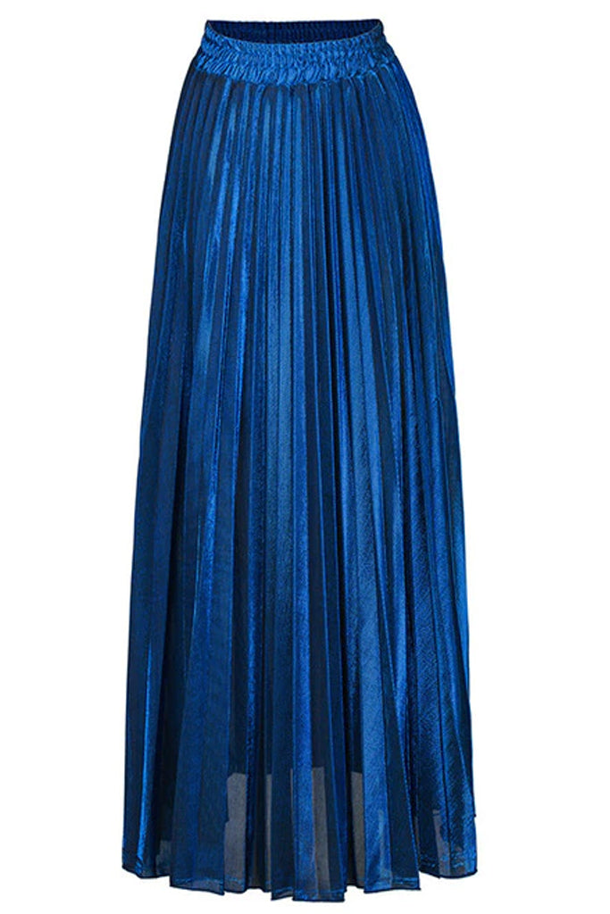 Sparley Μπλε Μεταλιζέ Πλισέ Φούστα | Γυναικεία Ρούχα - Φούστες Πλισέ
