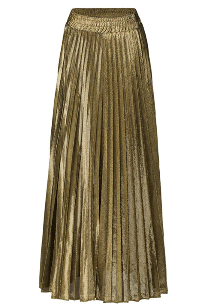 Sparley Χρυσή Μεταλιζέ Πλισέ Φούστα | Γυναικεία Ρούχα - Φούστες Πλισέ