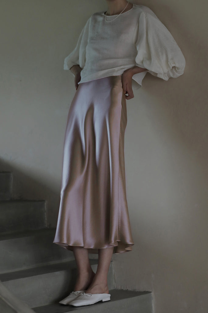 Jacqueli Σομόν Σατέν Μακριά Φούστα | Γυναικεία Ρούχα - Φούστες - Σατέν Jacqueli Pink Salmon Satin Skirt