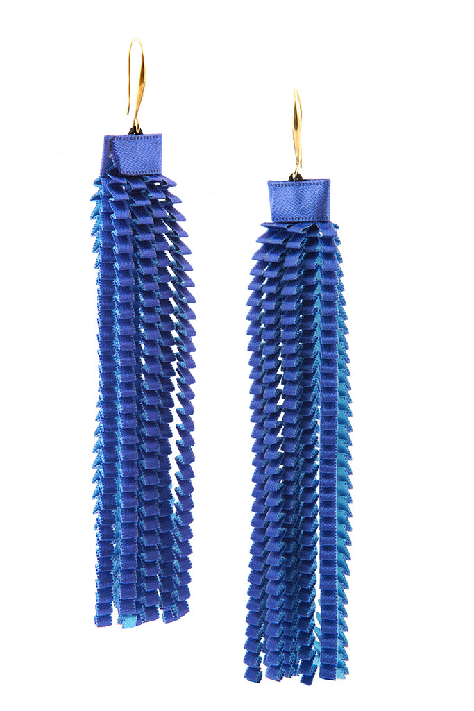 Essilp Μπλε Πολύχρωμα Υφασμάτινα Σκουλαρίκια - Alexandra Tsoukala | Κοσμήματα Σκουλαρίκια