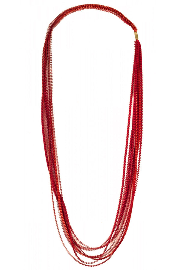Essilp K01 Κόκκινο Πολύχρωμο Υφασμάτινο Κολιέ - Alexandra Tsoukala | Κοσμήματα - Κολιέ