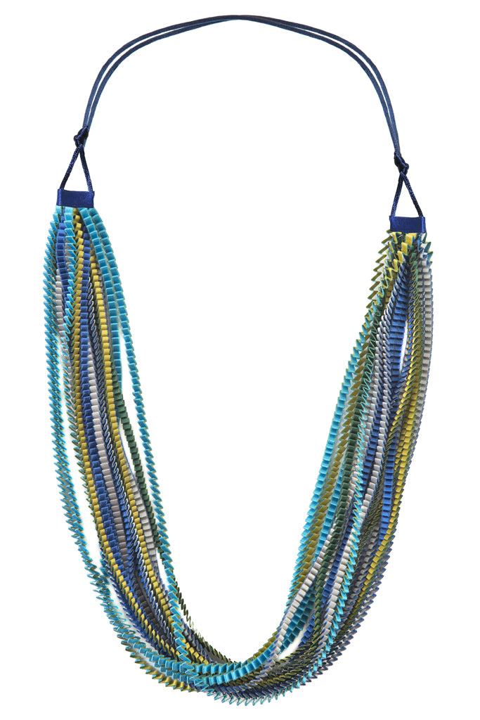 NEOS Μπλε Πολύχρωμο Υφασμάτινο Κολιέ - Alexandra Tsoukala | Κοσμήματα - Κολιέ