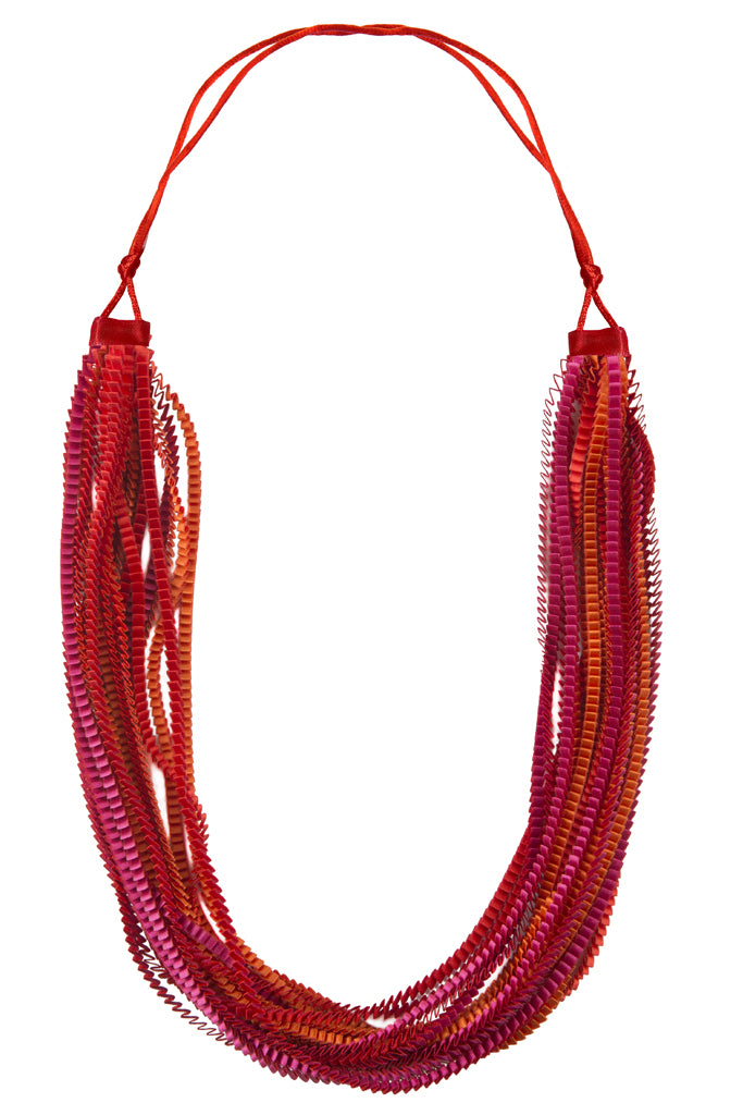 NEOS 404 Κόκκινο Πολύχρωμο Υφασμάτινο Κολιέ - Alexandra Tsoukala | Κοσμήματα - Κολιέ