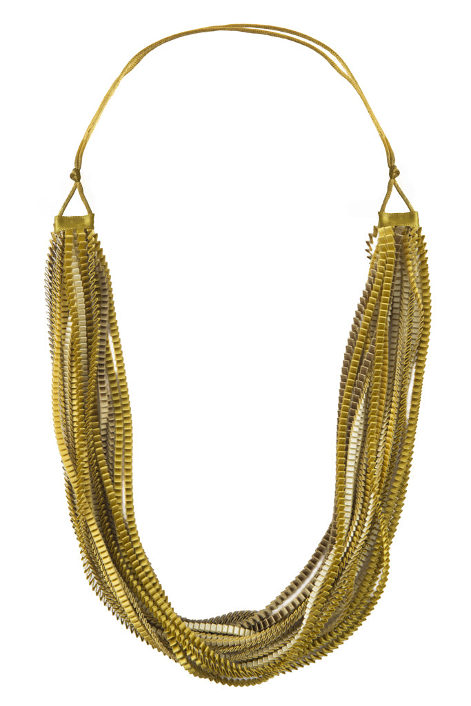 NEOS Χρυσό Πολύχρωμο Υφασμάτινο Κολιέ - Alexandra Tsoukala | Κοσμήματα - Κολιέ