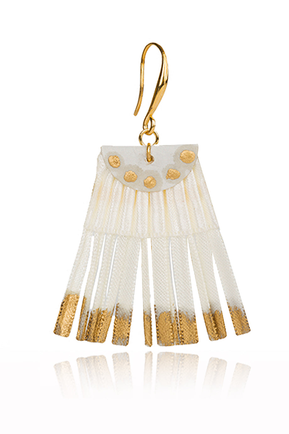 Scallop Λευκά Υφασμάτινα Σκουλαρίκια με Χρυσό | Κοσμήματα - Σκουλαρίκια - Αλεξάνδρα Τσουκαλά