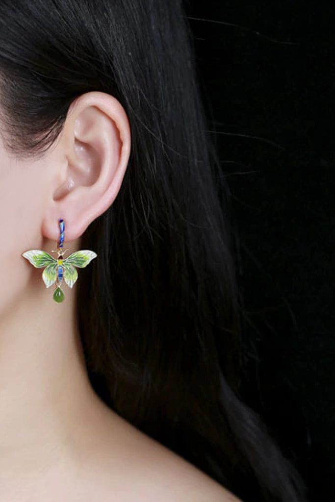 Ασημένια Σκουλαρίκια Πεταλούδες με Σμάλτο | Κοσμήματα - Pasquette