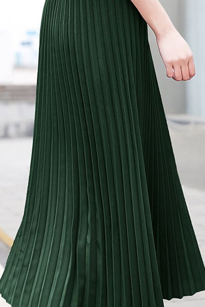 Πράσινη Μάξι Πλισέ Φούστα | Γυναικεία Ρούχα - Estelle