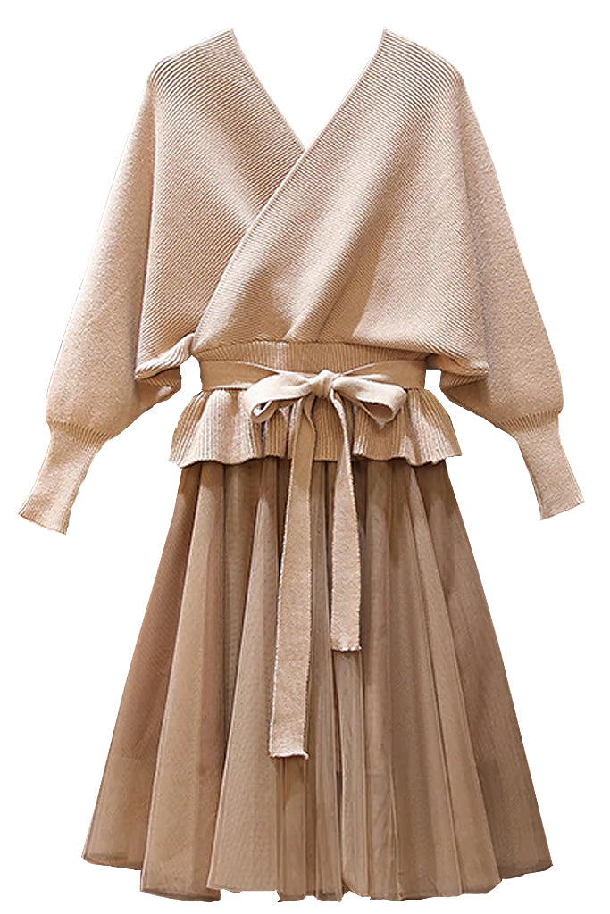 Caroline Beige / Ivory Blouse and Skirt Set