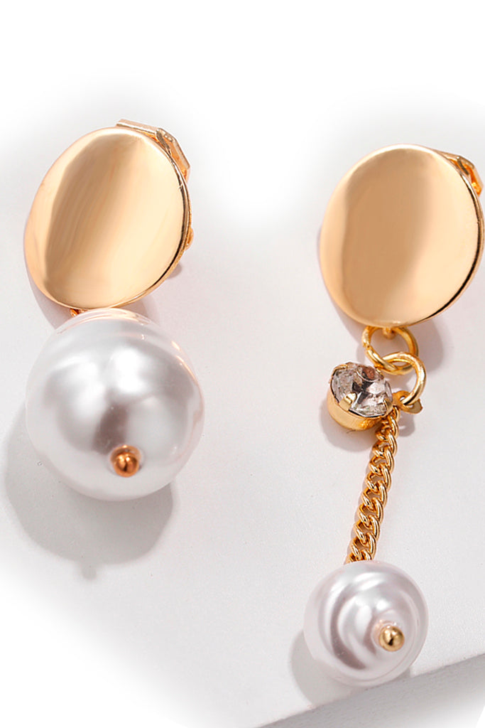 Perlita Χρυσά Σκουλαρίκια με Πέρλες και Στρας | Κοσμήματα