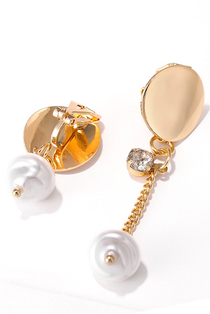 Perlita Χρυσά Σκουλαρίκια με Πέρλες και Στρας | Κοσμήματα