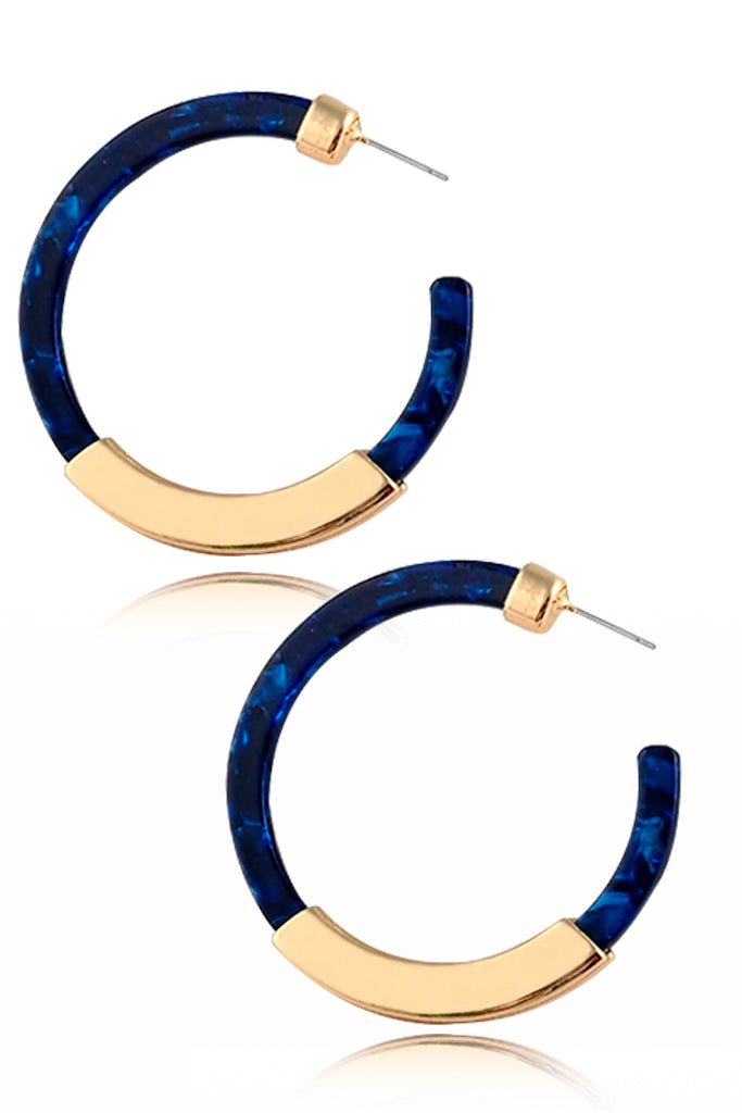 Σκουλαρίκια Κρίκοι με Μπλε Ταρταρούγα και Χρυσό | Κοσμήματα - Σκουλαρίκια - Κρίκοι