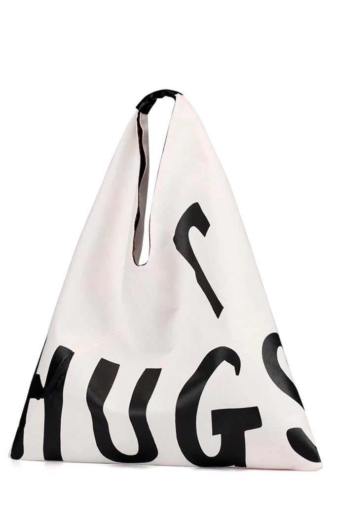 Hugs White Fabric Shopping Bag