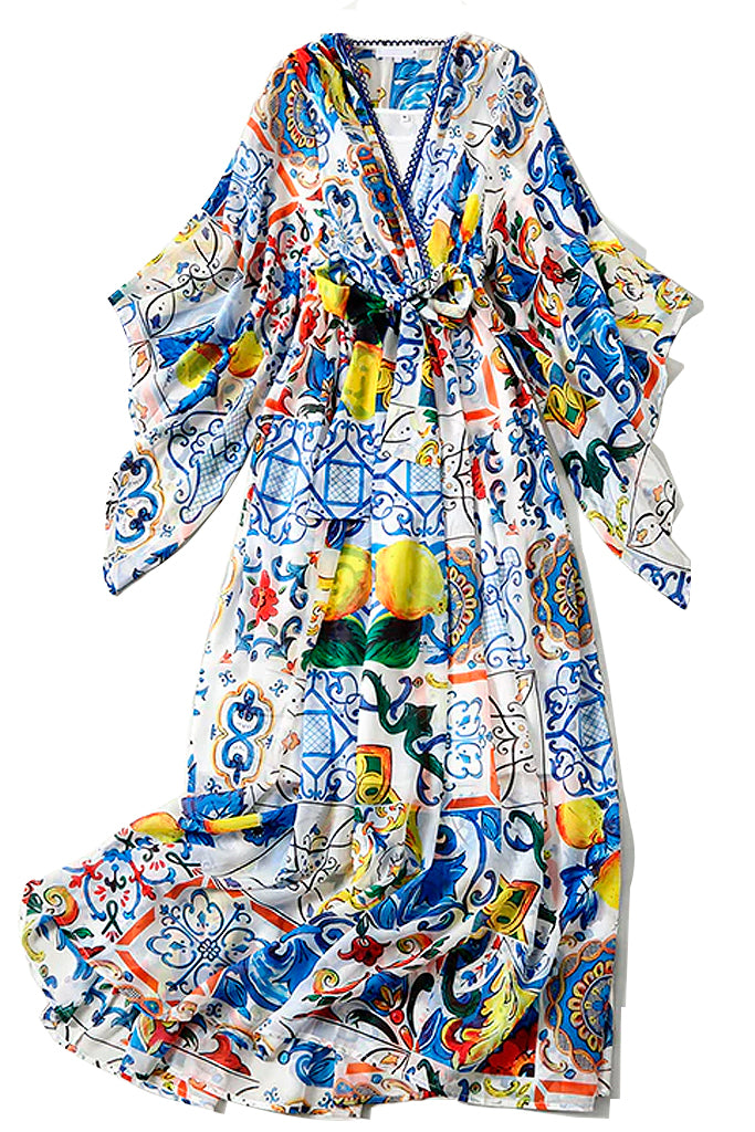 Πολύχρωμο Εμπριμέ Μάξι Boho Φόρεμα | Γυναικεία Φορέματα - Philip Lang