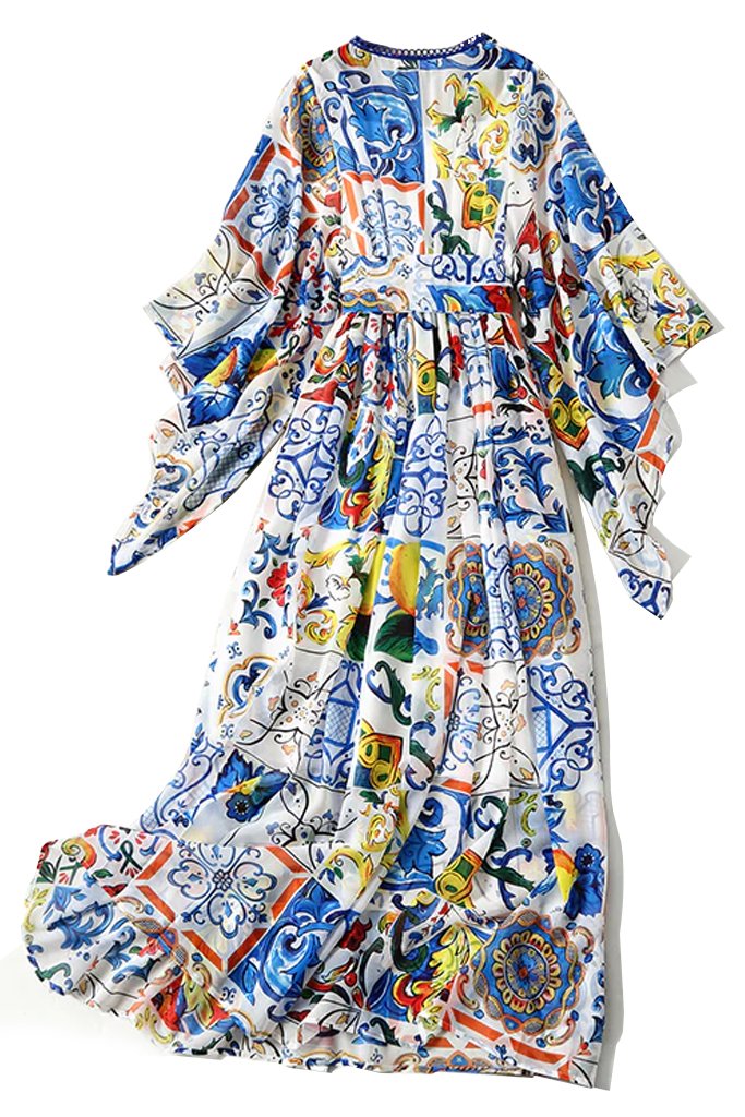 Πολύχρωμο Εμπριμέ Μάξι Boho Φόρεμα | Γυναικεία Φορέματα - Philip Lang