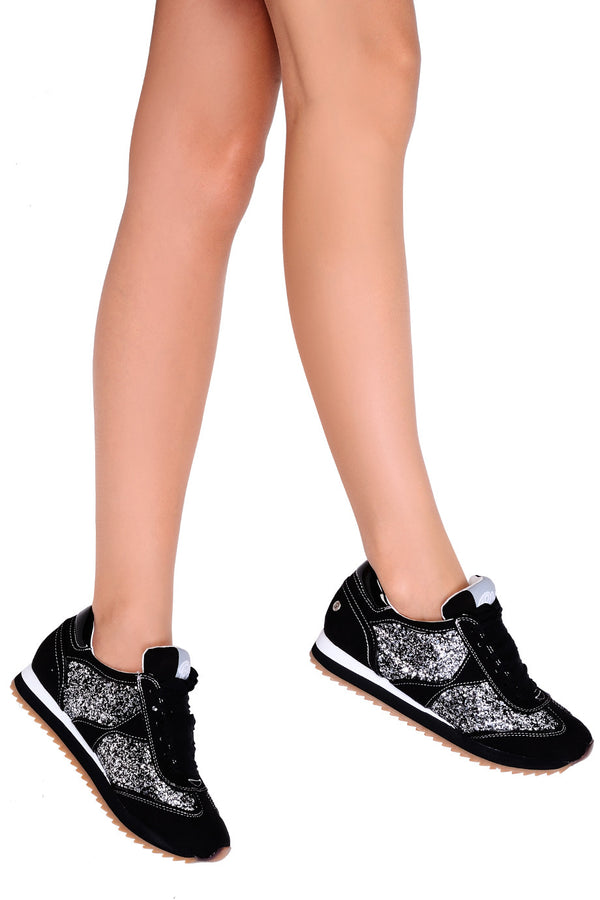 Μαύρα Αθλητικά με Glitter - Blink | Γυναικεία Παπούτσια