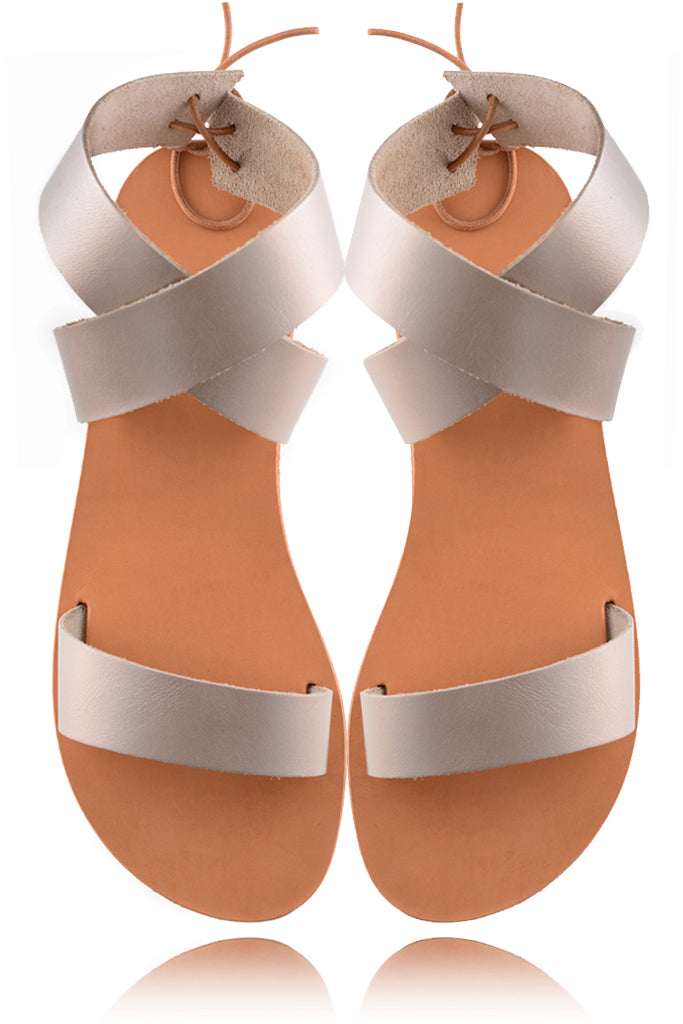 Πλατίνα Δερμάτινα Σανδάλια - GRAECUS Sandals | Γυναικεία Παπούτσια